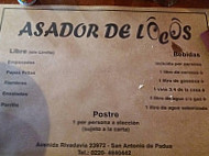 Asador De Locos menu