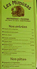 Les Mimosas menu