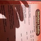 Mother India menu