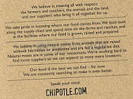 Chipotle Mexican Grill menu