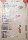 City d'Asie menu