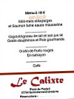 Le Calixte menu