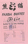 Panda Buffet menu