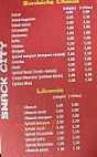 Snack City menu