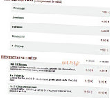 Le Kiosque à Pizzas menu