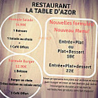 La Table D'azor menu