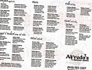 Alfredo's menu