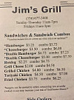 Jim's Grill menu