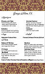 Vicky's Bistro Wine Bar menu