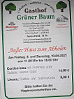 Grüner Baum menu