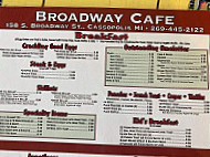 Broadway Cafe menu