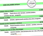 L’artizan Br menu