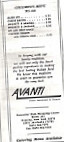 Avanti Italian Pizzeria menu