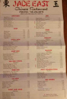 Jade East Chinese menu