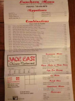 Jade East Chinese menu