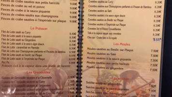 L'indochine menu