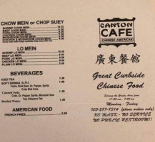 Canton Cafe menu