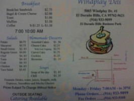 Windplay Deli menu