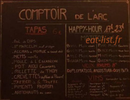 Le Comptoir De L'arc menu