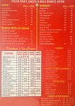 Cream Corner menu