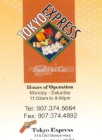 Tokyo Express menu