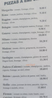 Brasserie Pizzeria Le Colisée menu