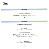 La Table des Corderies menu