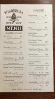 Ponderosa Public House menu