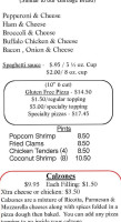 Alpine Pizza menu