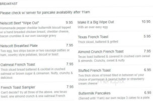 Nelscott Cafe menu