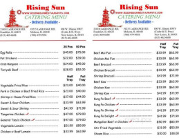 Rising Sun Ii Chinese Kitchen menu