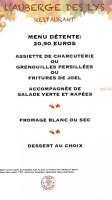 L'auberge Des Lys menu