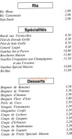 Fleur D'asie menu