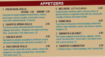 Chopstix Thai menu