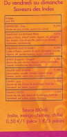 Curry Et Cie menu