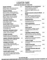 Walter's Basin menu