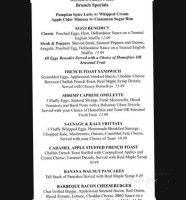 Eadilyn's Table menu