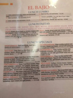 El Bajio Mexican menu