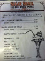 Sugar Shack menu