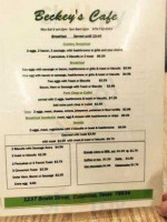 Beckey's Cafe menu