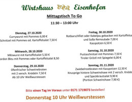 Wirtshaus Eisenhofen menu