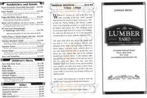 Lumber Yard menu