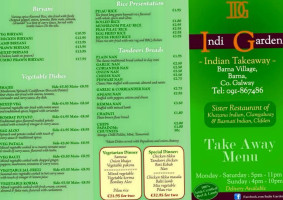 Indigarden Indian Takeaway menu