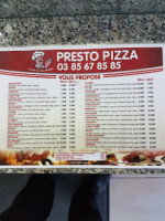 Presto Pizza menu