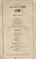 Bistrot 1798 menu