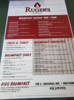 Ruger's Grill menu