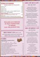 Le Grand Cafe de l'Univers menu