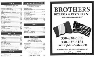 Brother's Pizza menu