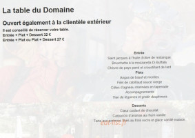 Domaine De L'adoux menu