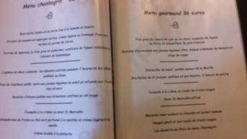 Le Chantegrit menu